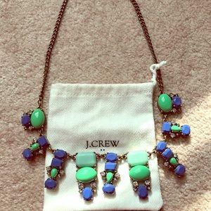 J. Crew bib necklace with mint and blue stones!